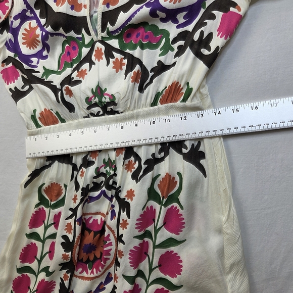 ba&sh Floral Boho Dress Size S Viscose Long Sleeve White Printed Mini - Picture 15 of 16